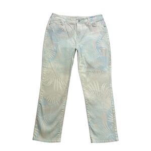 Chicos Jeans Womens 1.5 Blue Gray Floral The So Slimming Girlfriend Crop Cropped